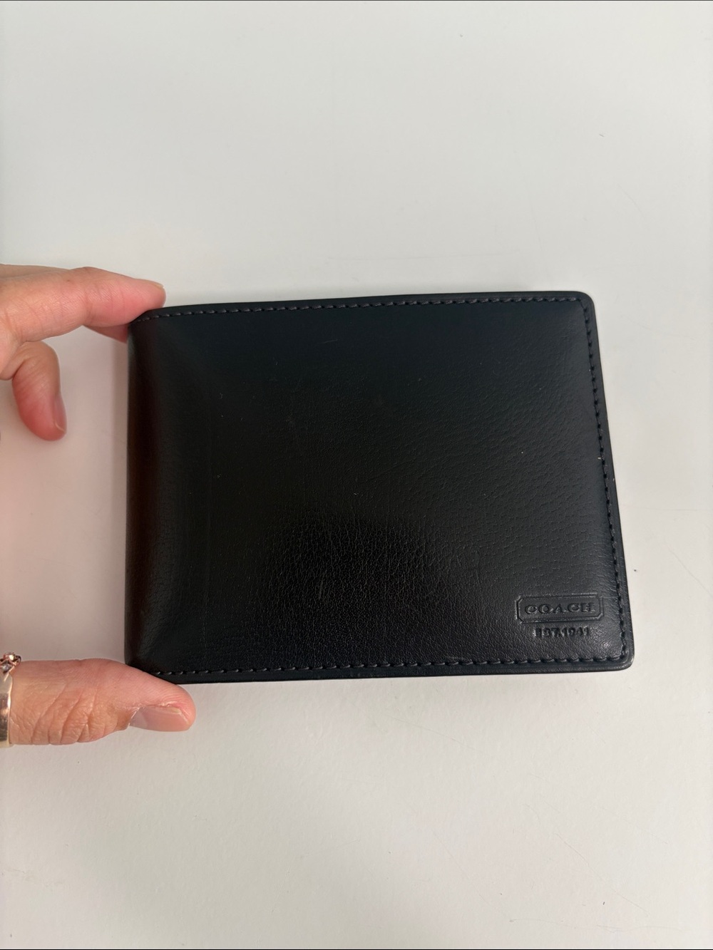 Coach Black Leather Bi-Fold Card & Key Wallet